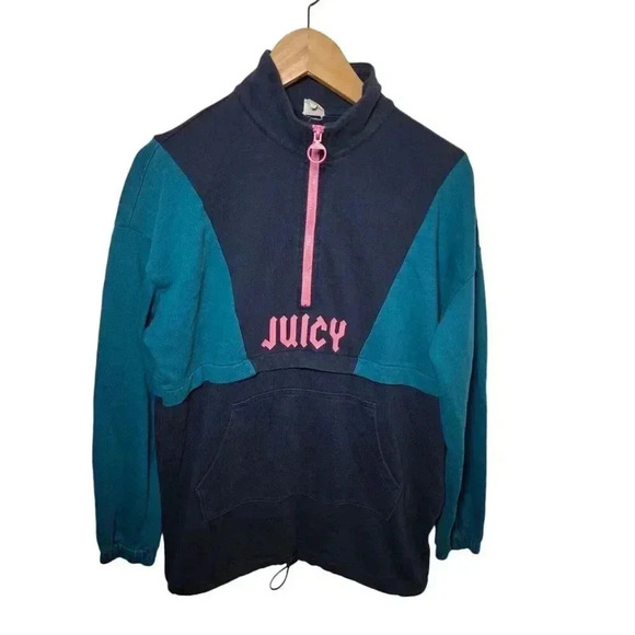 Juicy Womens Pullover Sweatshirt Long Sleeve High Neck 1/4 Zip, Navy Blue S - Picture 2 of 15